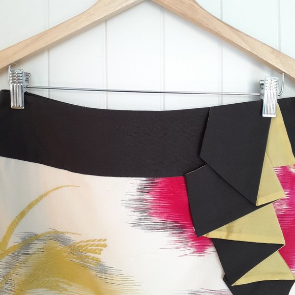 Floreat Anthropologie Scythed Lawns Ruffled Skirt Pink Yellow Size 8 - Picture 4 of 13